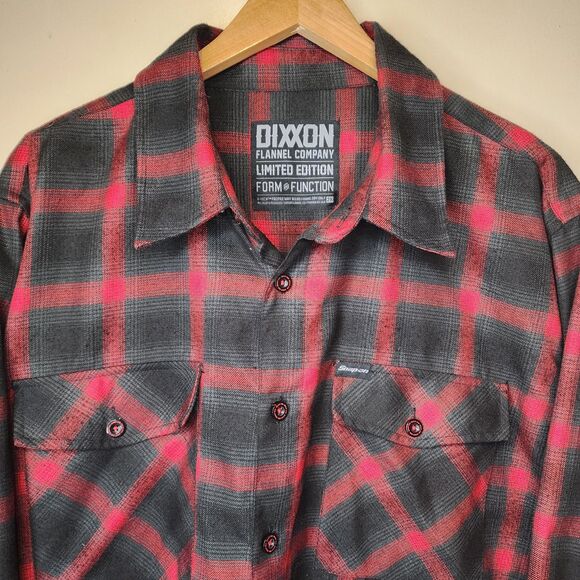Dixxon Flannel Shirt Snap On Tools Limited Edition Red Black Plaid Mens 2XL XXL - Picture 2 of 12